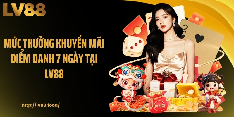 Mức thưởng khuyến mãi điểm danh 7 ngày tại LV88